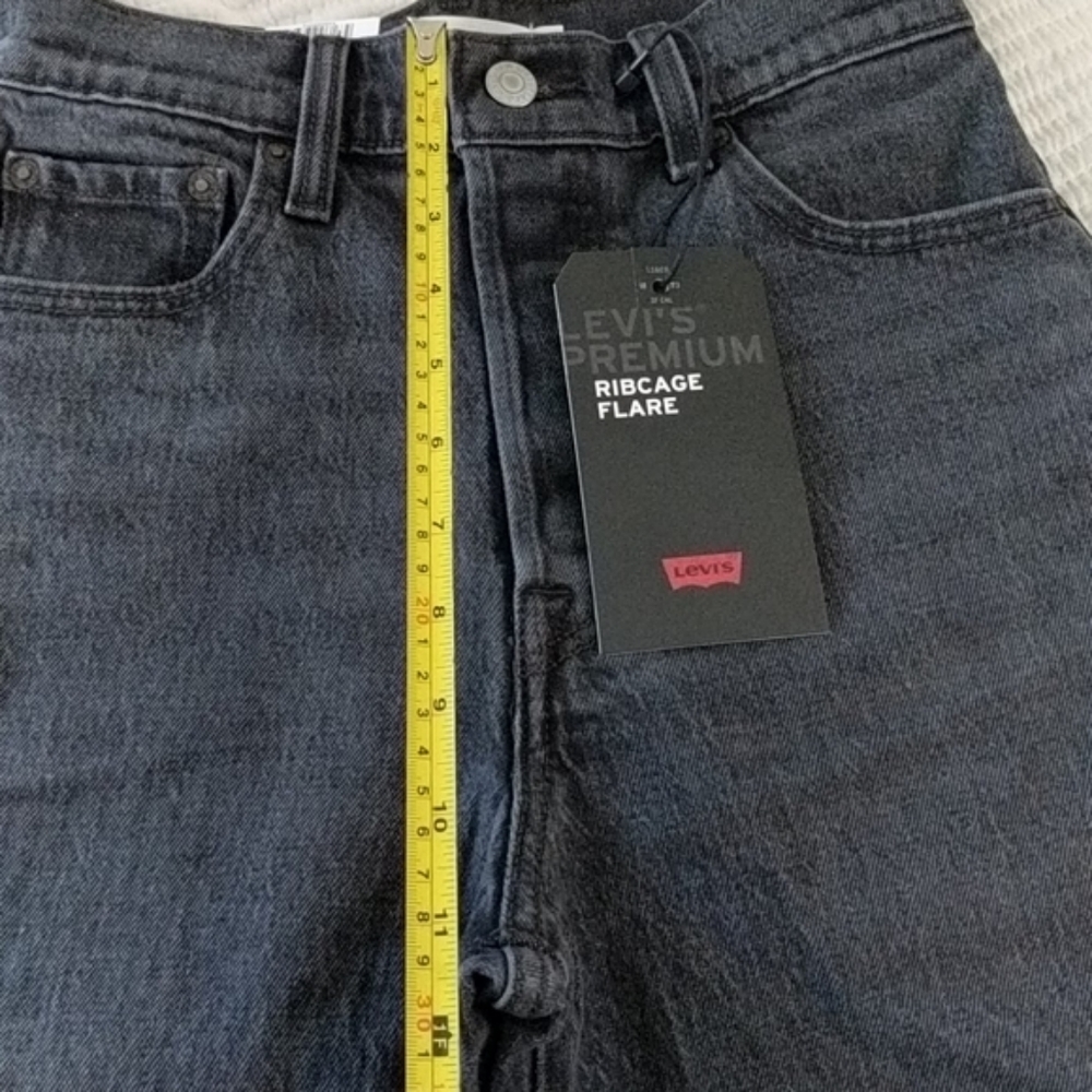 Levi's Ribcage High Rise Flare Jeans Black Grey - Picture 4 of 8